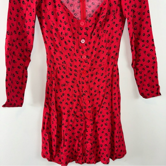 Reformation Red and Black Milla Dress Size 0 - Picture 2 of 8